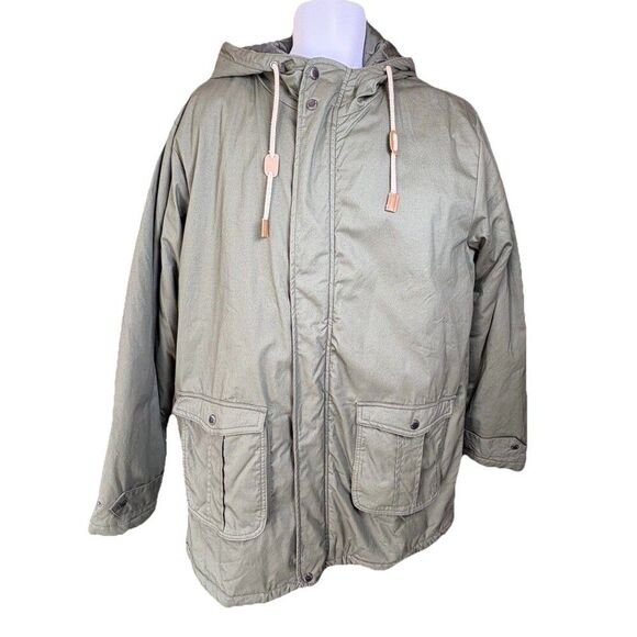 LIVERGY Urban Denim Winter Coat Men's Parka Size 42 Army Green Jacket - Picture 2 of 11